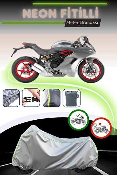 Cemku Cool حقيبة خلفية رمادية نيون قماش مجدّل وقماش محرك متوافق مع دوكاتي سوب...