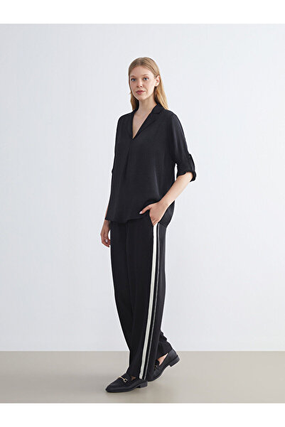 LC Waikiki Black Women's Trousers with Elastic Waistband Detail