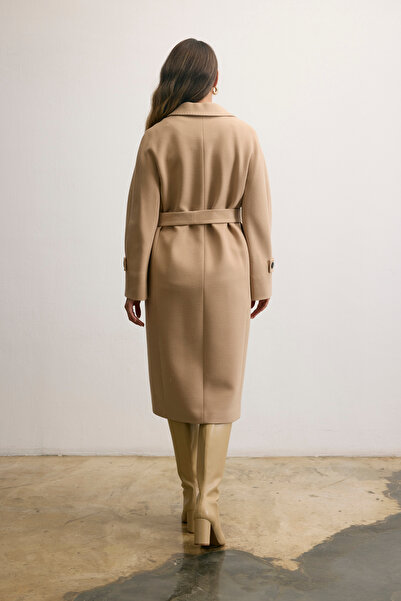 KENT Belted Long Cashmere Trench Open Camel Coat