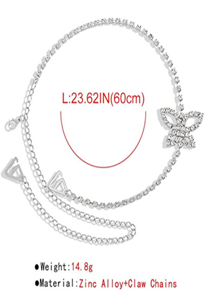 OEM Set bretele cu un rand de strasuri argintii sub forma de fluturas si bretele cu snur transparent