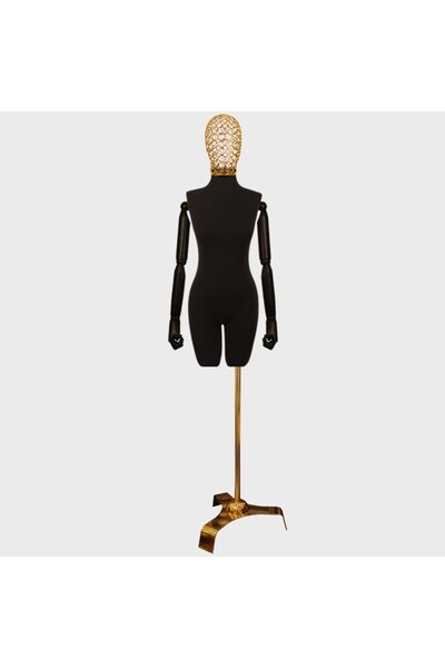 md Gold Yıldız Ayak Ve Tel Kafalı Ahşap Kukla Kollu Terzi Mankeni Vitrin Mankeni