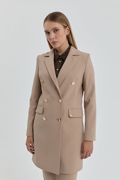 Nihan Kruvaze Blazer Ceket Bej