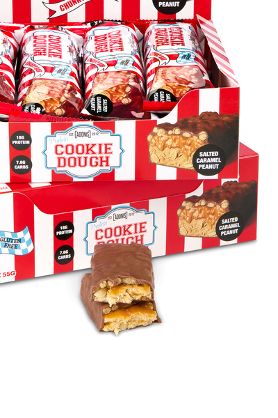 Adonis Gear Protein Cookies Dough Protein Bar, Salted Caramel Peanut, (Box of 12 Pieces) 15g Protein per bar