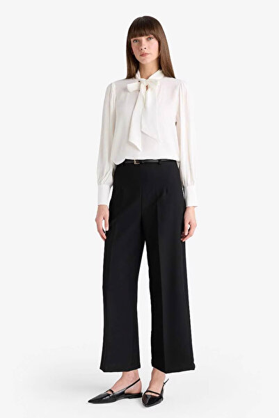 DeFacto Culotte High Waist Straight Leg Black Women's Trousers E7242Ax/Bk81