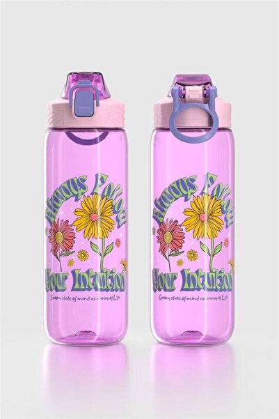 Renga Wave Patterned 630 ml Tritan Children's Water Bottle 912166 Lilac