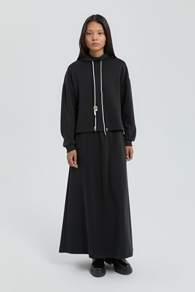 Nihan Örme Spor Etek Bluz Takım Siyah