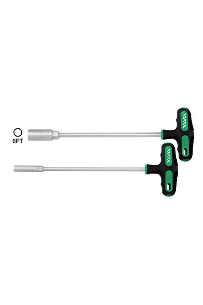 TOPTUL CTJA0523 long tubular wrench with T handle, wrench width 5 mm, hexagonal profile, length 23