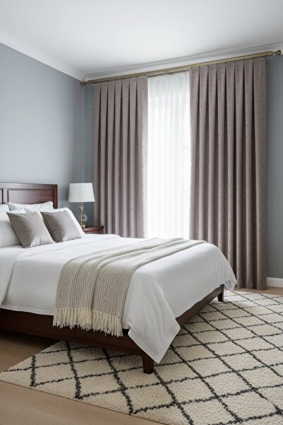 Madame Dower Bohemian Pompom Dark Beige Background Curtain 1X3 Tight Pleated |   Living Room, Children's Room Bohemian Background Curtain