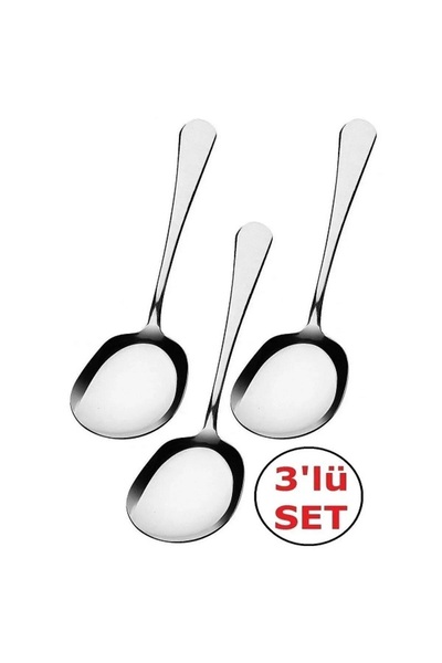 Tasarım Evi 3 Adet Paslanmaz Çelik Servis Sunum Kaşığı 21 Cm Metal Kaşık