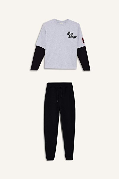 DeFacto طقم سويت شيرت للأولاد F2494A8/GR400 OPTIC LT.GREY MELANGE