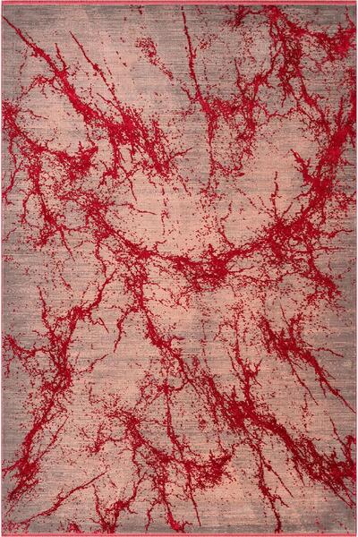 Karmen Halı Art AT003J Kırmızı Halı Modern Desen Triko Akrilik Viskon Boyama ...