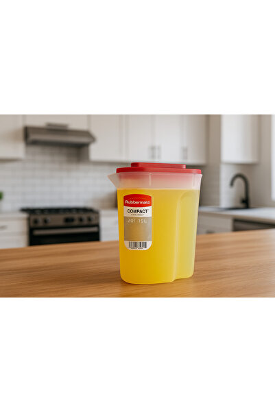 RUBBERMAID Compact Sürahi 1.9 L – Kırmızı Kapaklı, BPA’sız