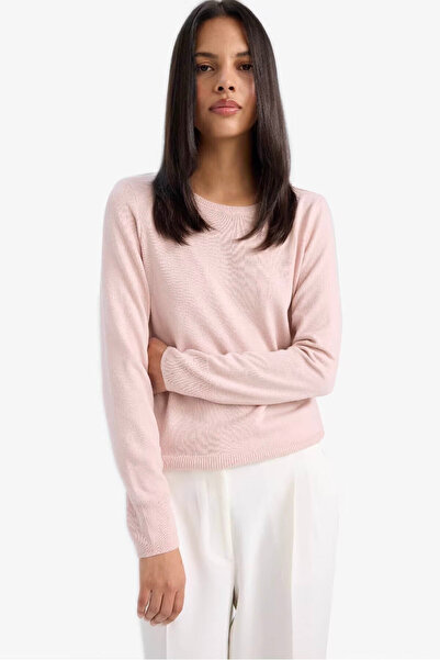 DeFacto Regular Fit Crew Neck Knitwear Pink Women's Sweater F7091Az/Pn638