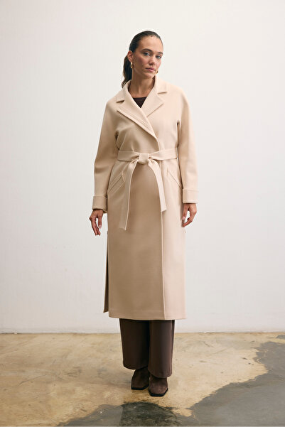 KENT Belted Double-Breasted Long Powder Coat