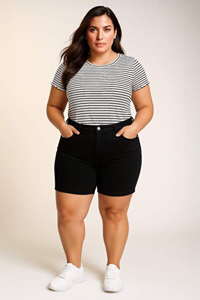 DeFacto Fitted Crew Neck Striped Ribbed Camisole Short Sleeve T-Shirt K1965Az25Sm