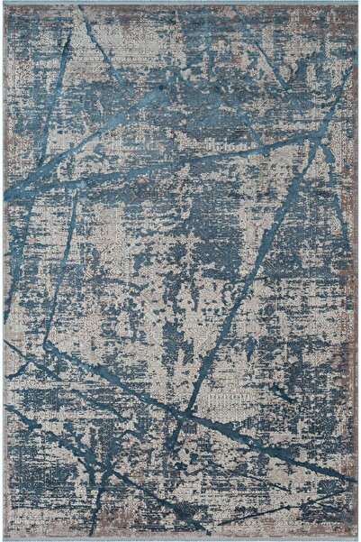 Karmen Halı Art AT001M Mavi Halı Modern Desen Triko Akrilik Viskon Boyama Yük...