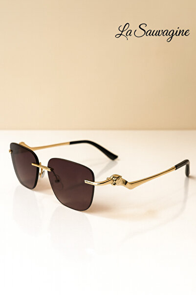 La sauvagine Square Glass Unisex Sunglasses with Thin Gold Detail