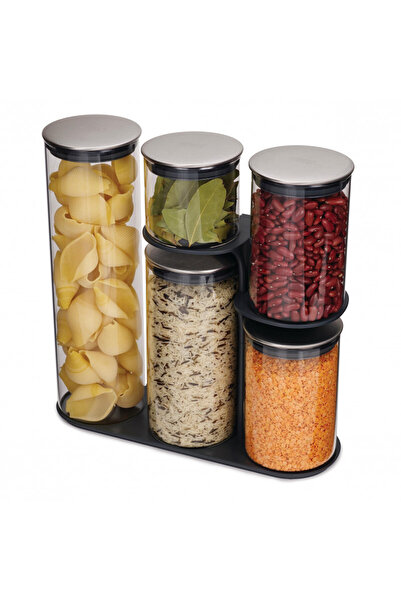 Joseph Joseph Set de borcane de depozitare Podium 95035 cu suport, 5 buc., oțel inoxidabil, inox