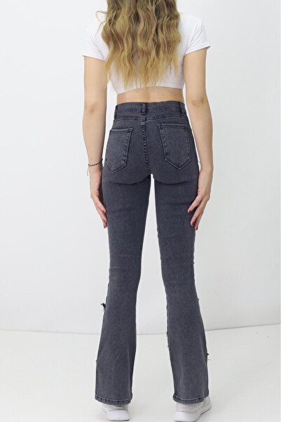 The Velavois Dámské džíny s rozšířenými nohavicemi a hvězdicovým detailem