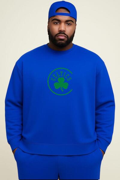 DM DOLCE MORE سترة رياضية كبيرة الحجم للجنسين مطبوعة بنقشة CELTICS من القطن ا...