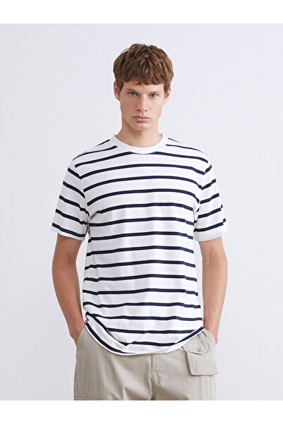 LC Waikiki Vizyon New Season Crew Neck Striped Combed Cotton Men's T-Shirt