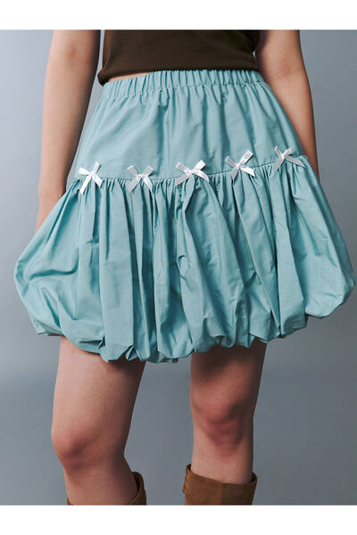 LC Waikiki Özmarka New Season Elastic Waist Bow Detail Balloon Skirt for Young Girls