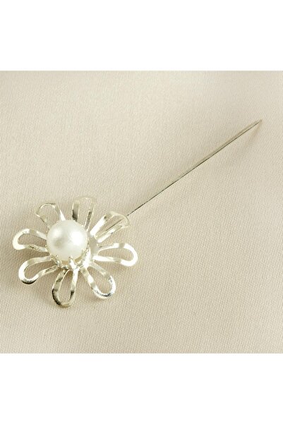 Genel Markalar NRZSNT İnci Çiçek Eşarp (10423) İğnesi-Gümüş Rengi