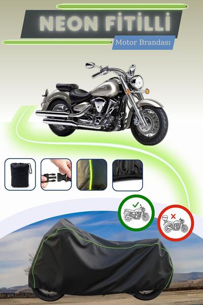 Cemku Cool غطاء محرك أسود قماش مجدّل حقيبة متوافق مع ياماها وايلد ستار XV 1600