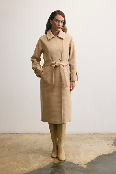 KENT Belted Classic Long Open Camel Coat