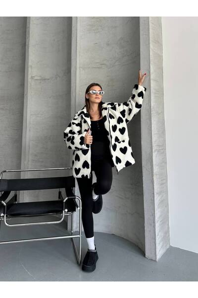 Bella Breeze Kadın Kalp Desenli Polar Mont