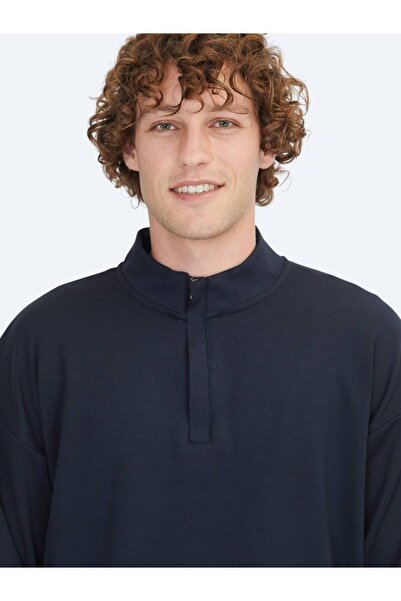 Kip Hanorac cu guler în picioare bleumarin