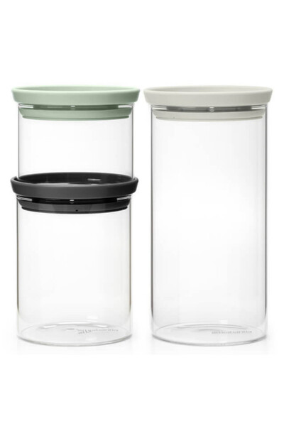 Brabantia Set de 3 borcane suprapunibile 1005602, 300/600/1.1l, Suprapunibile, Multicolore