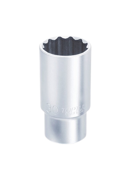 TOPTUL Deep socket wrench BAEF1626, 1/2 inch square drive, bi-hexagonal profile, wrench opening