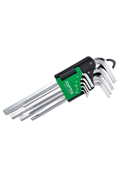 TOPTUL Set 9 chei inbus hexagonale lungi GAAL0911, dimensiuni 1.5, 2, 2.5, 3, 4, 5, 6, 8, 10 mm, cro