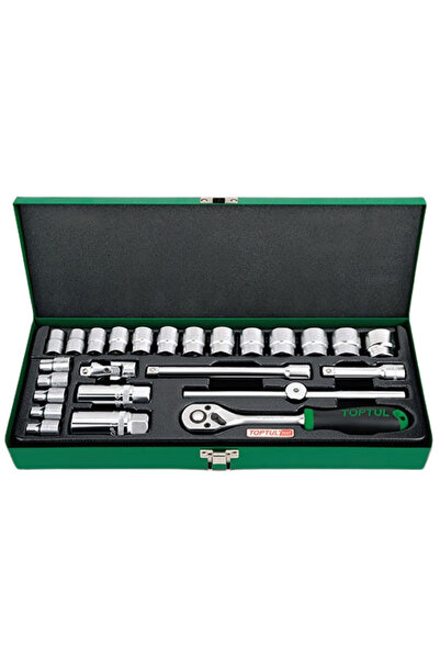 TOPTUL Trusa GCAD2502 25 chei tubulare TOPTUL, 3/8 inch, cu clichet 3/8 inch,...
