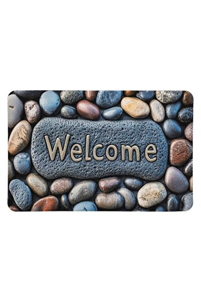OEM Entrance Doormat with Stone Design & 'Welcome' 60x40cm