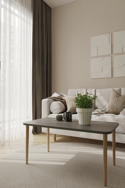 HAMADEX Orta Sehpa, Salon Sehpa, Ahsap Ayak Orta Sehpa, Antrasit 50x90 Orta S...