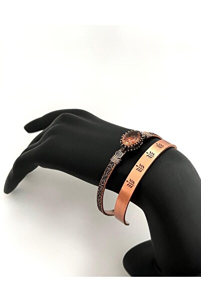 eyla collection Zultanit Taş Detaylı Saf Bakır Bileklik & 9’lu Koruma Zırh Dualı Saf Bakır Bileklik Seti