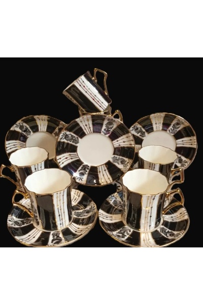 Handmade ESTERHOMEDECOR 6 Kişilik porselen el boyama kahve fincan takımı