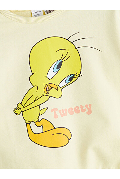 LC Waikiki Peak Yeni Sezon Tweety Baskılı Kız Bebek Sweatshirt ve Eşofman Alt 2'li