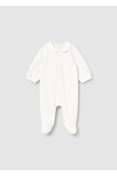 MAYORAL Newborn Kız Bebek Kadife Tulum Krem