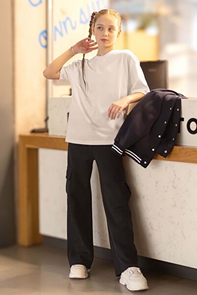 ww waka waka kids store Girl's White Oversize Basic T-Shirt