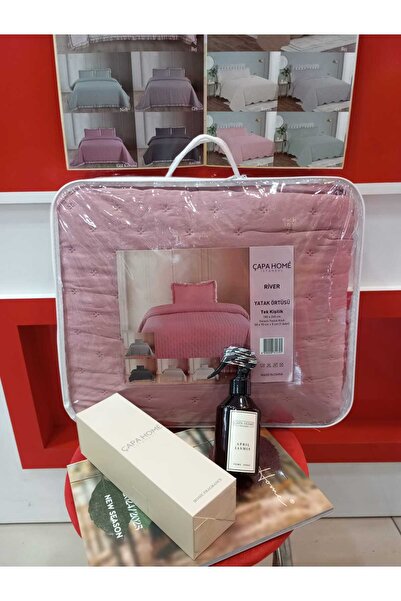 Çapa Home Tek Kişilik Premium Kalite 4 Mevsim Volanlı Yastık Kılıflı Oda Koku Hediyeli Yatak Örtüsü Battaniye