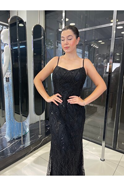 fevzuss Black Stone Long Evening Dress