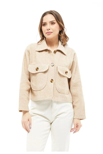 Femaura Ceket - FM092 Model Kısa Kaşe Gömlek Ceket.