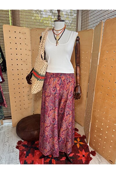 Matcha Butik Kadın Şal Desenli Bol Etnik Pantolon, Bohem Rahat Kalıp