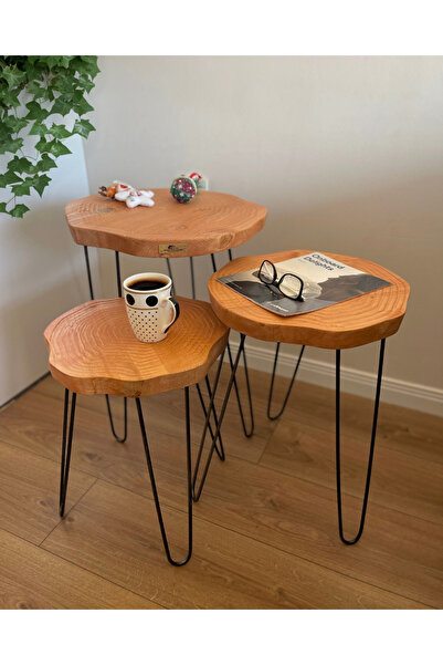 BUSHOP Sehpa Orta Sehpa Sehpa Modelleri 3lü Set Boho Trio Serisi