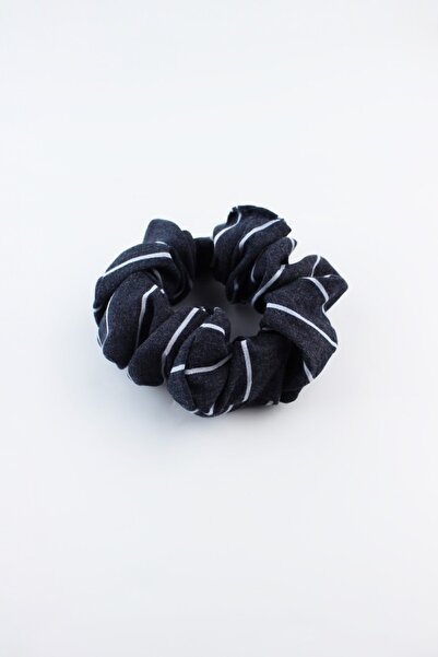 İLKYAZ Stripe Patterned Cotton Rubber Buckle Bagel Buckle - Dark Gray