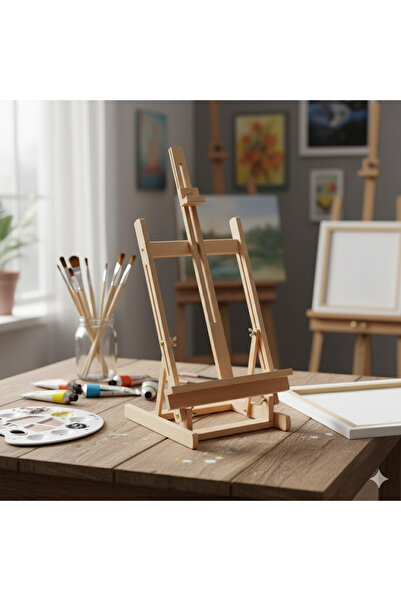 Art Tone Naturel Ahşap Masaüstü Şövale 75 cm (1 Adet Şövale)