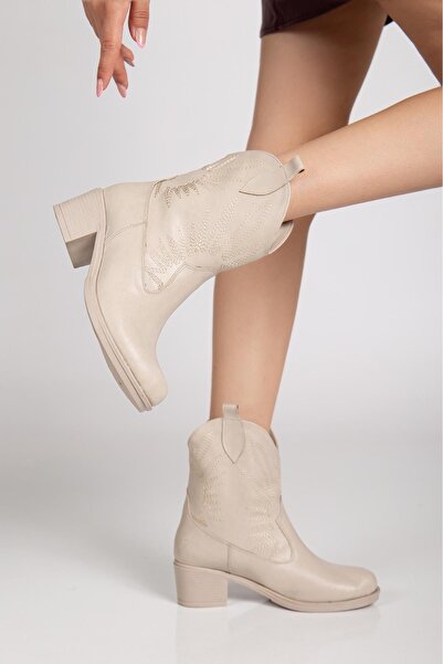 luff shoes Kovboy nakışlı kısa bot